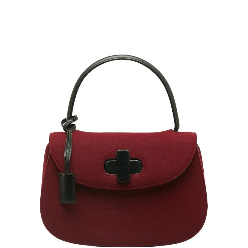 GUCCI modern handbags for women -Gucci Shoulder Bag Handbag 2WAY Bordeaux Wine Red Black Felt Leather  Gucci