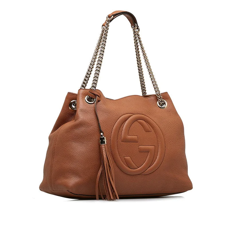 GUCCI bags with embroidered accents -Gucci Soho Chain Shoulder Bag 308982 Brown Leather Ladies