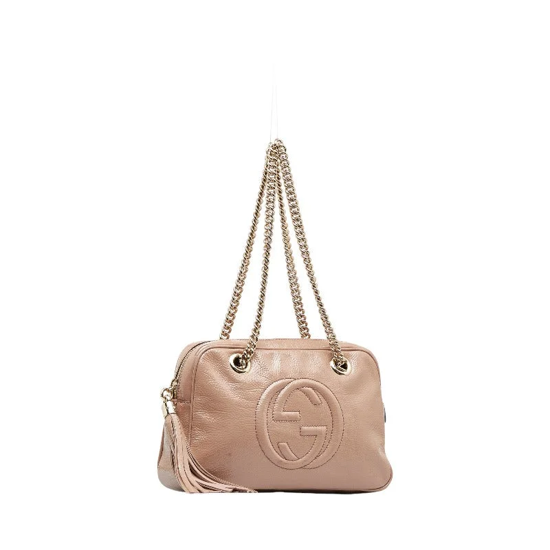 GUCCI unique handbags for women -Gucci Soho Chain Fringe Chain Shoulder Bag 308983 Pink Gold Leather  Gucci