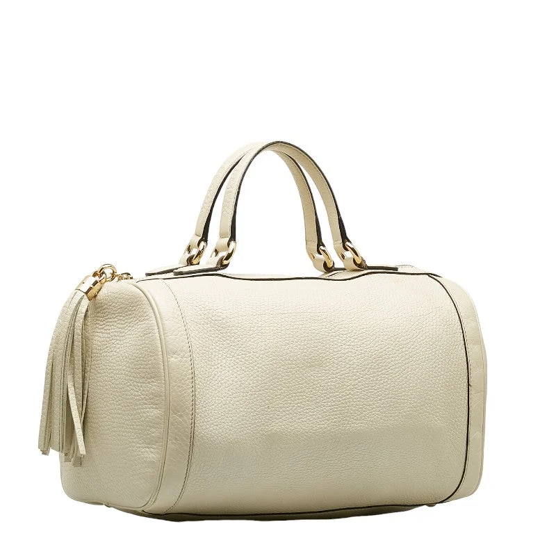 GUCCI signature monogram bags -Gucci Soho Interlocg G Handbags Mini Boston Bag 282302 White Leather  Gucci