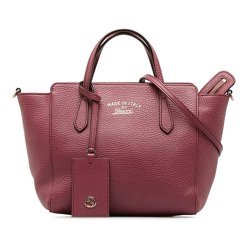 GUCCI bags with contrast stitching -Gucci Swing Tote Handbag Shoulder Bag 368827 Pink Leather Women's