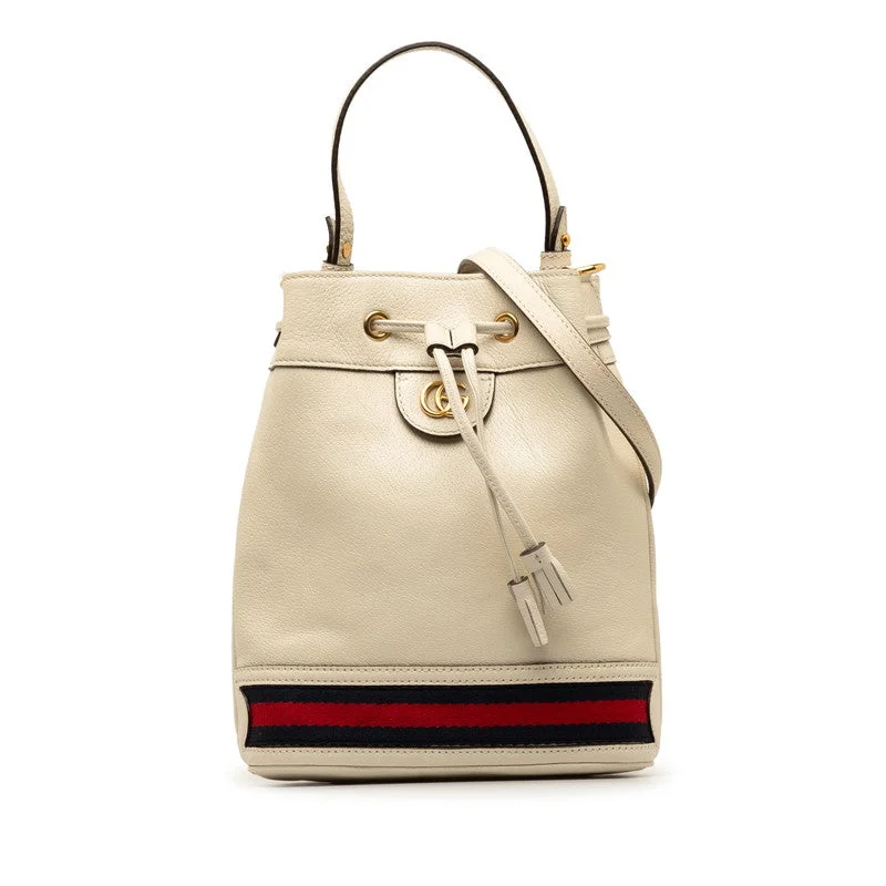 GUCCI bags with GG logo for sale -Gucci Sy Line Ophidia Small Bucket Bag Handbag Shoulder Bag 2WAY 610846 White Leather  Gucci