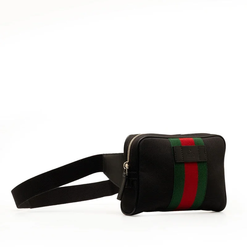 GUCCI luxury handbags with a statement flair -Gucci Sy Line Body Bag Waist Bag 630919 Black Canvas  Gucci