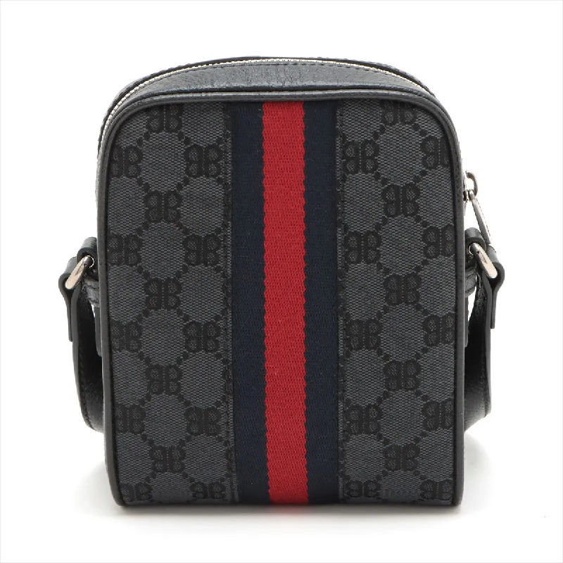 GUCCI handbags with high-end detailing -Gucci X Balenciaga The Hacker Project Canvas X Leather Shoulder Bag Black 680129