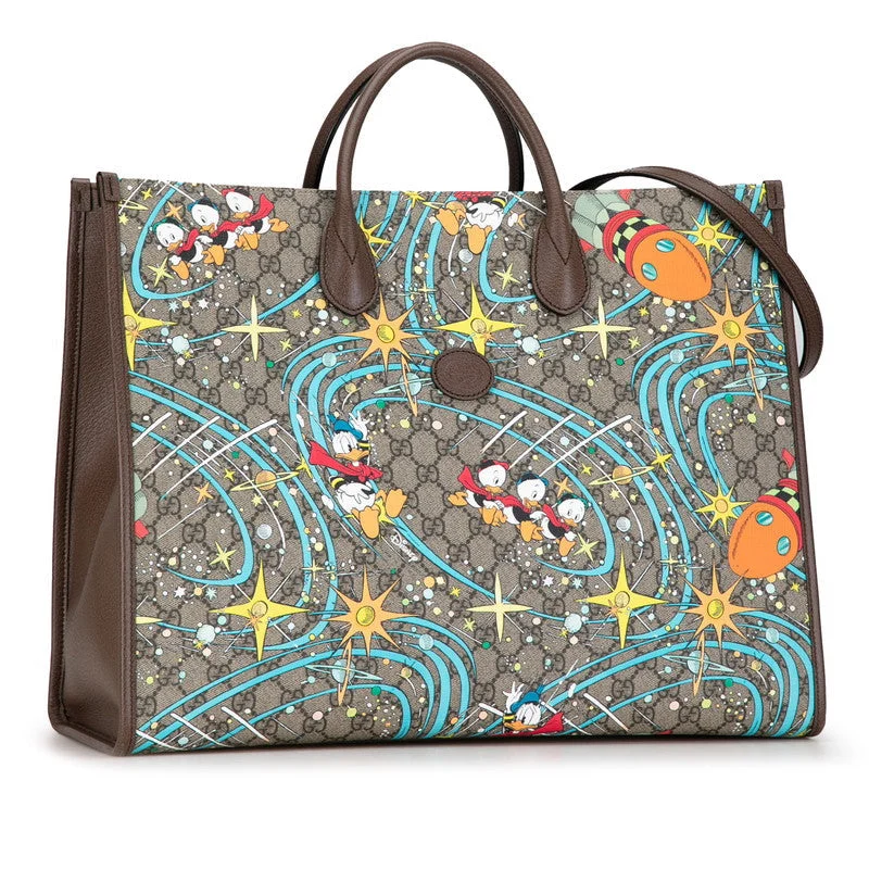 GUCCI handbags with elegant handles -Gucci x Disney GG Supreme Donald Duck Tote Bag Shoulder Bag