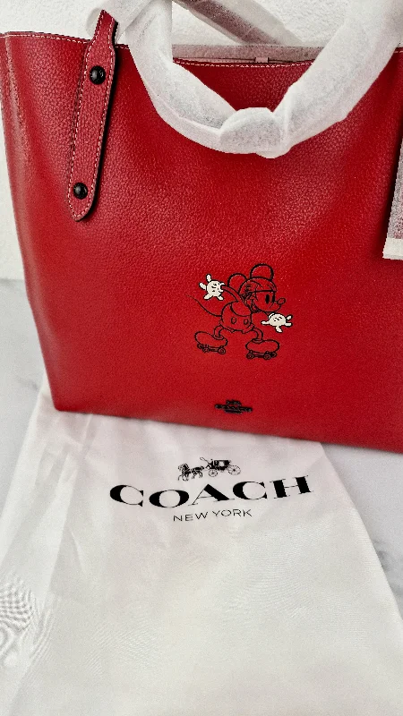 Coach handbags with polished hardware -Disney x Coach Red Tote Bag with Mickey Mouse on Roller Skates LIMITED EDITION - Coach 69181