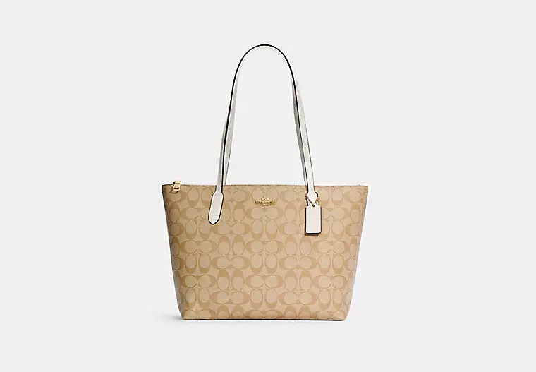 Coach exclusive leather handbags -Zip Top Tote In Signature Canvas