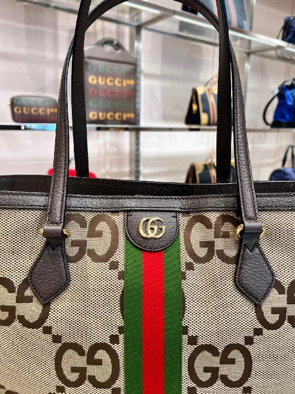 GUCCI women’s handbags with statement details -Gucci jumbo GG canvas tote