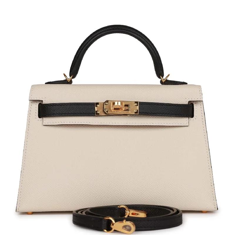 Hermes handbags with iconic designs -Hermes Special Order (HSS) Kelly Sellier 20 Craie and Black Epsom Gold Hardware