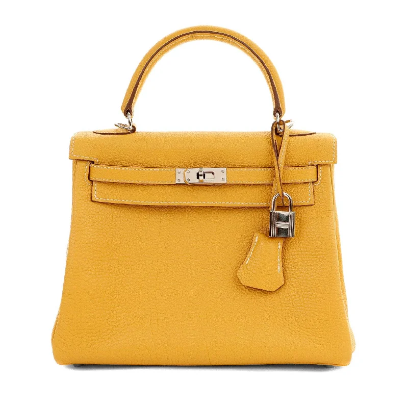 Hermes handbags with sleek designs -Hermes 25cm Kelly Moutard Togo w/ Palladium Hardware