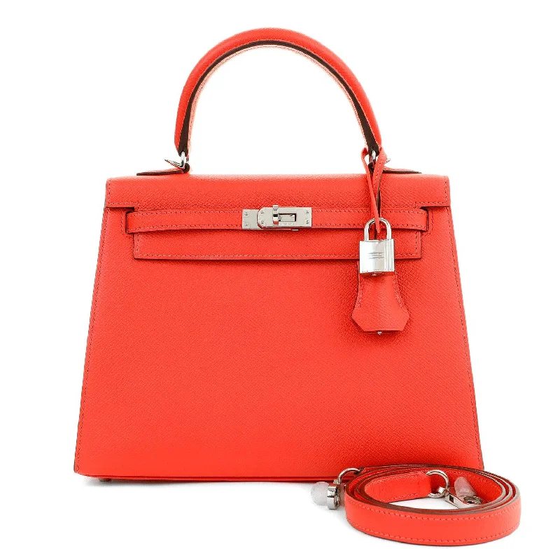 Hermes bags with custom features -Hermès 25cm Rose Jaipur Epsom Sellier Kelly Palladium