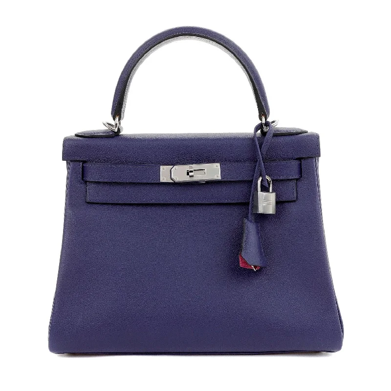 Hermes bags for exclusive shopping -Hermès 28cm Blue Midnight Violet Interior Epsom Kelly Palladium Hardware