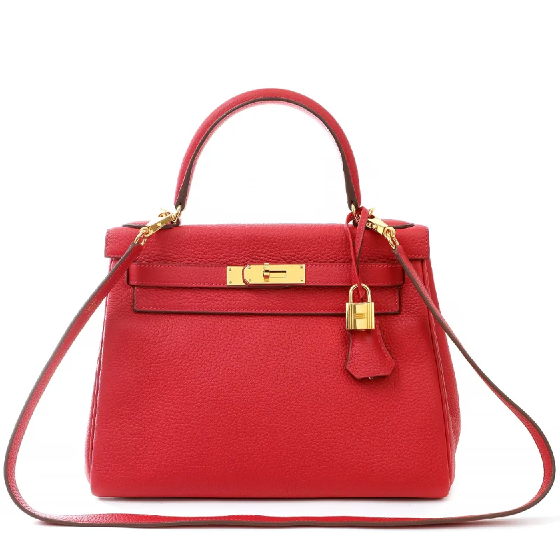 Hermes handbags for exclusive fashion lovers -Hermes 28cm Vermillion Togo Kelly w/ Gold Hardware