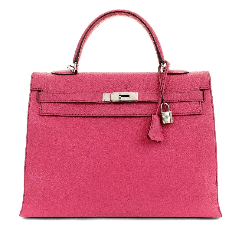 Hermes bags for stylish occasions -Hermes 35cm Rose Shocking Chevre Kelly w/ Palladium Hardware