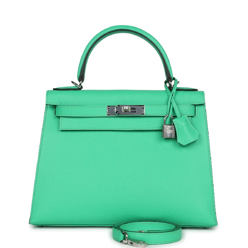 Hermes bags with chic patterns -Hermes Kelly Sellier 28 Vert Comics Epsom Palladium Hardware