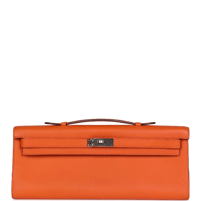 Hermes handbags with modern flair -Hermes Kelly Cut Orange Swift Palladium Hardware