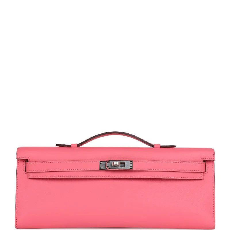 Hermes handbags with luxurious designs -Hermes Kelly Cut Rose Azalee Swift Palladium Hardware