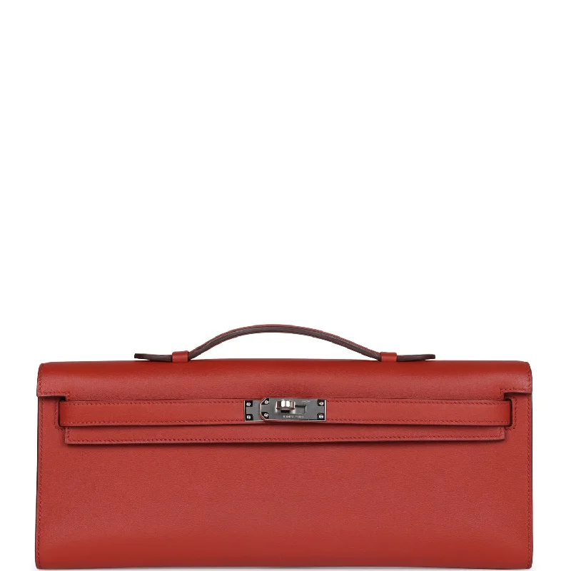 Hermes bags with trendy textures -Hermes Kelly Cut Sanguine Swift Palladium Hardware