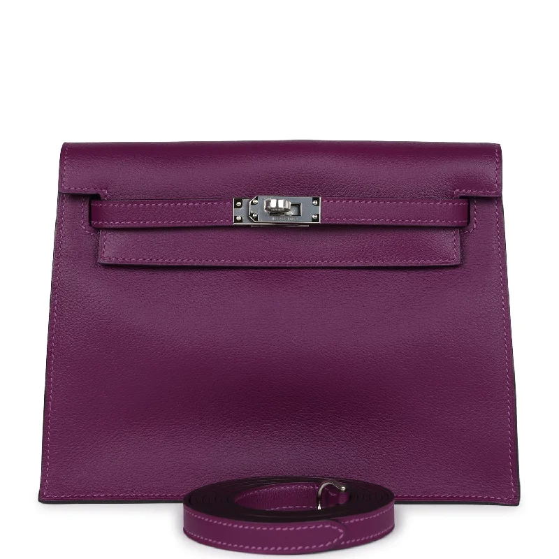 Buy Hermes leather handbags online -Hermes Kelly Danse Anemone Evercolor Palladium Hardware