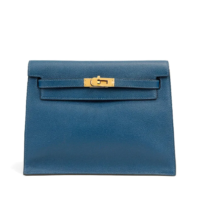 Hermes handbags for everyday elegance -Hermes Kelly Danse II Teal Blue Evercolor Belt Bag-Crossbody  w/ Palladium Hardware