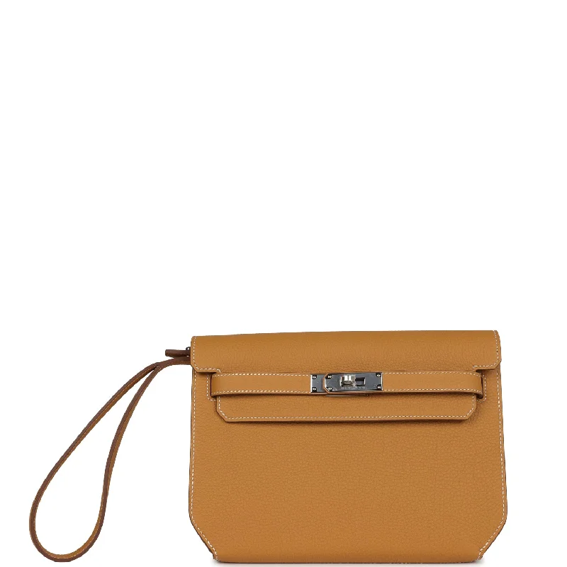 Hermes handbags with modern charm -Hermes Kelly Depeches 25 Naturel Sable Togo Palladium Hardware