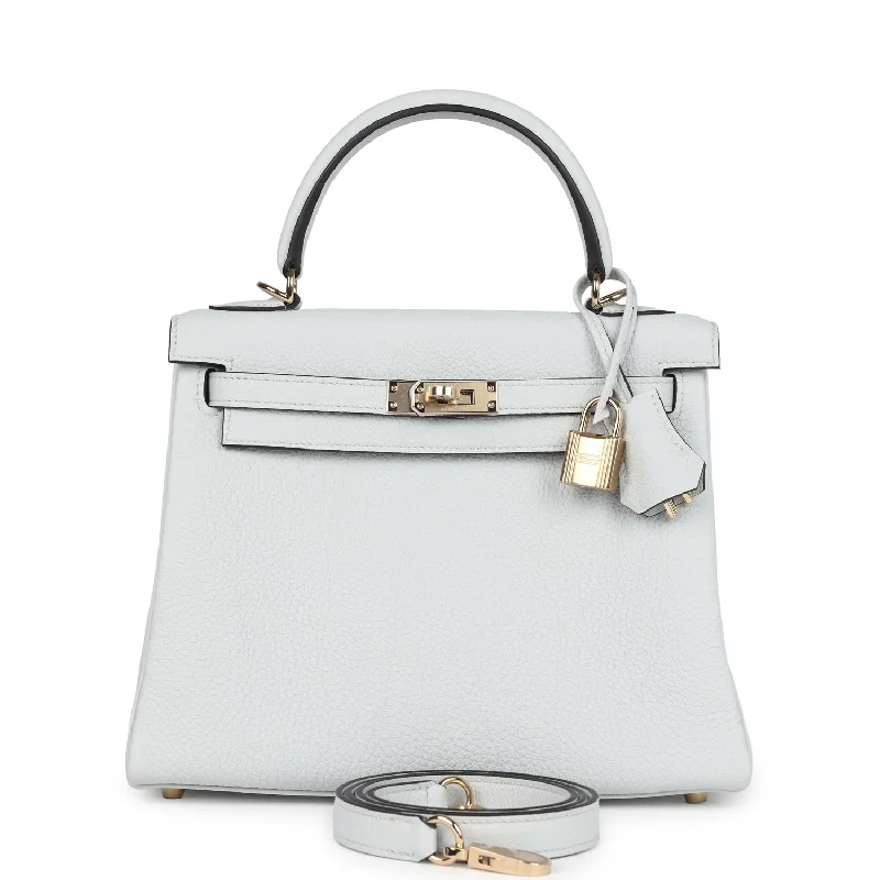 Hermes handbags for everyday luxury -Hermes Kelly Retourne 25 Gris Platine Togo Permabrass Hardware