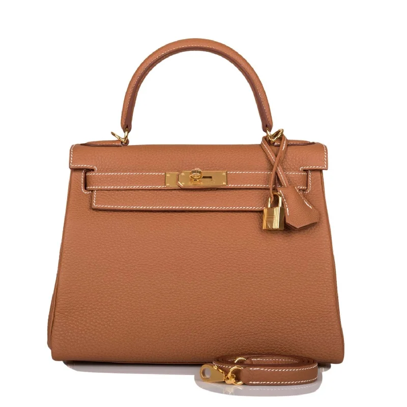 Hermes luxury handbags for women -Hermes Kelly Retourne 28 Gold Togo Gold Hardware