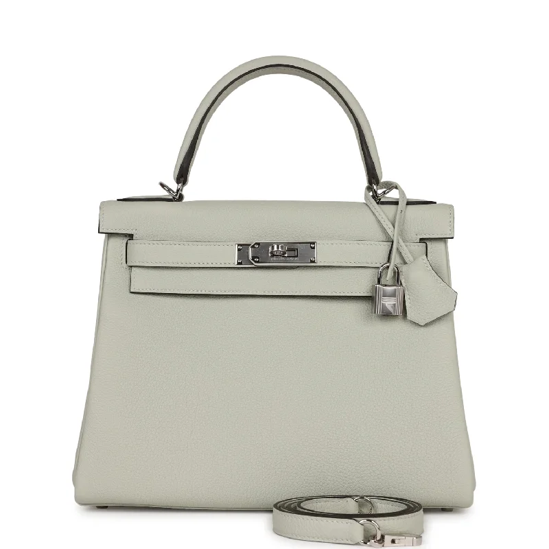 Hermes luxury bags for collectors -Hermes Kelly Retourne 28 Gris Neve Togo Palladium Hardware