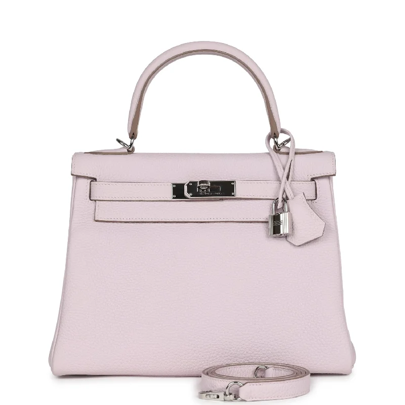 Hermes bags for the luxury lifestyle -Pre-owned Hermes Kelly Retourne 28 Mauve Pale Clemence Palladium Hardware