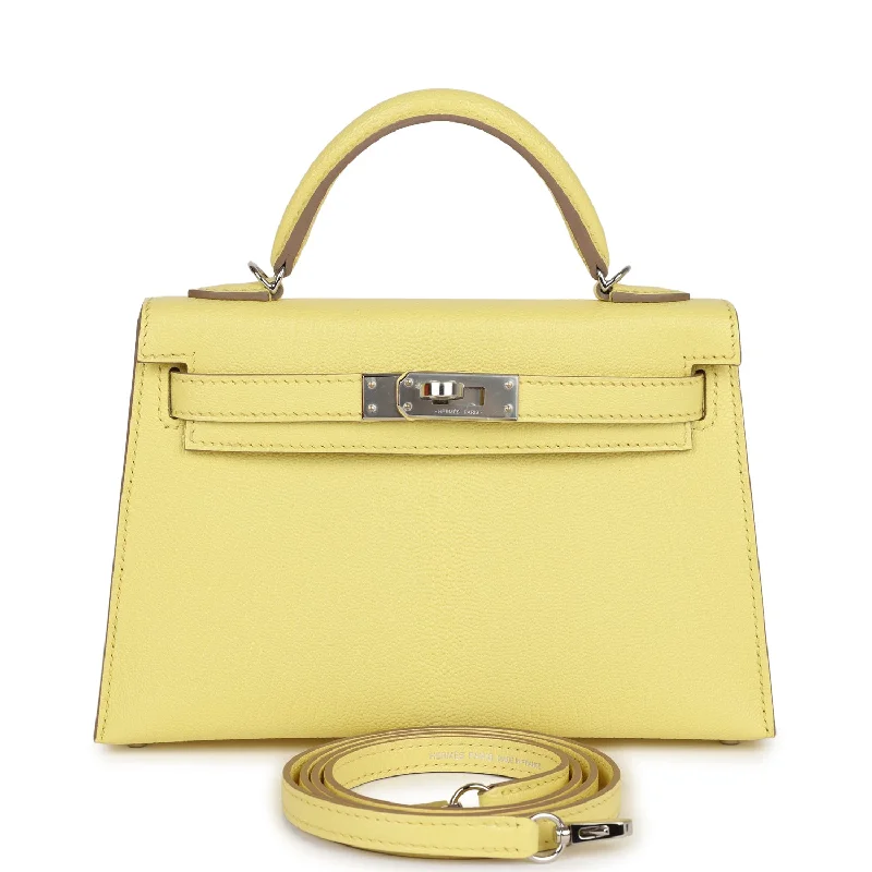 Hermes luxury handbags with signature styles -Hermes Kelly Sellier 20 Limoncello Chevre Palladium Hardware