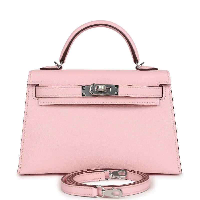 Hermes bags for the fashion elite -Hermes Kelly Sellier 20 Rose Sakura Chevre Mysore Palladium Hardware