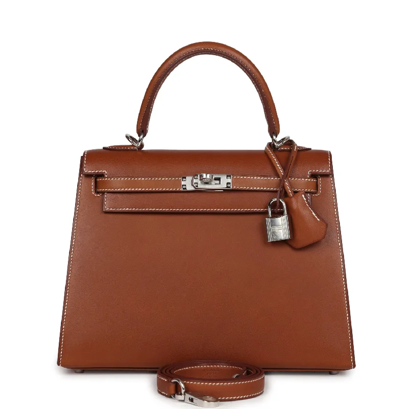 Hermes handbags for everyday elegance -Hermes Kelly Sellier 25 Fauve Barenia Palladium Hardware