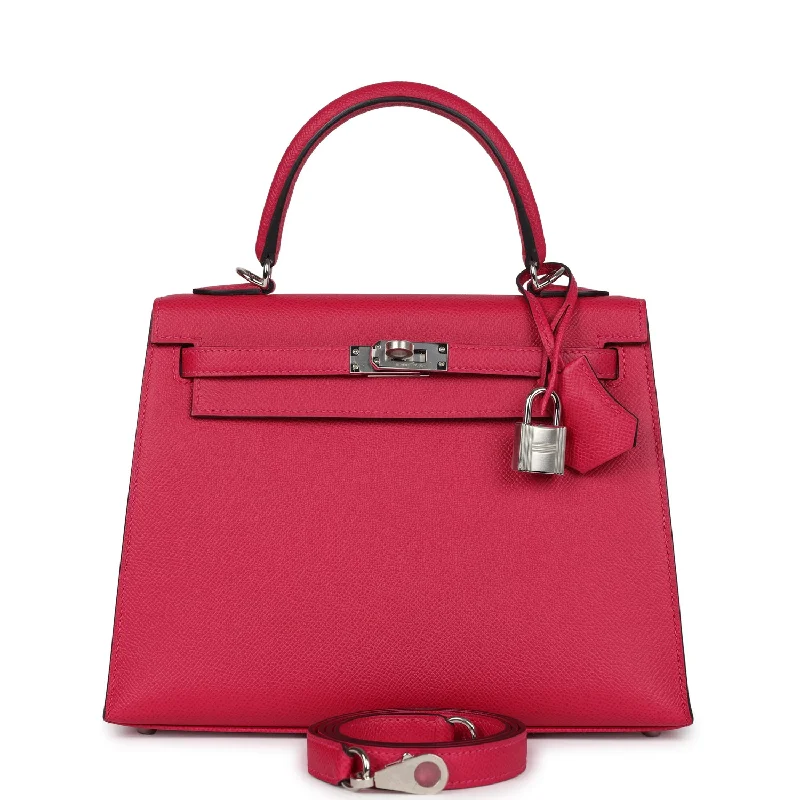 Hermes handbags for special edition designs -Hermes Kelly Sellier 25 Framboise Verso Epsom Palladium Hardware