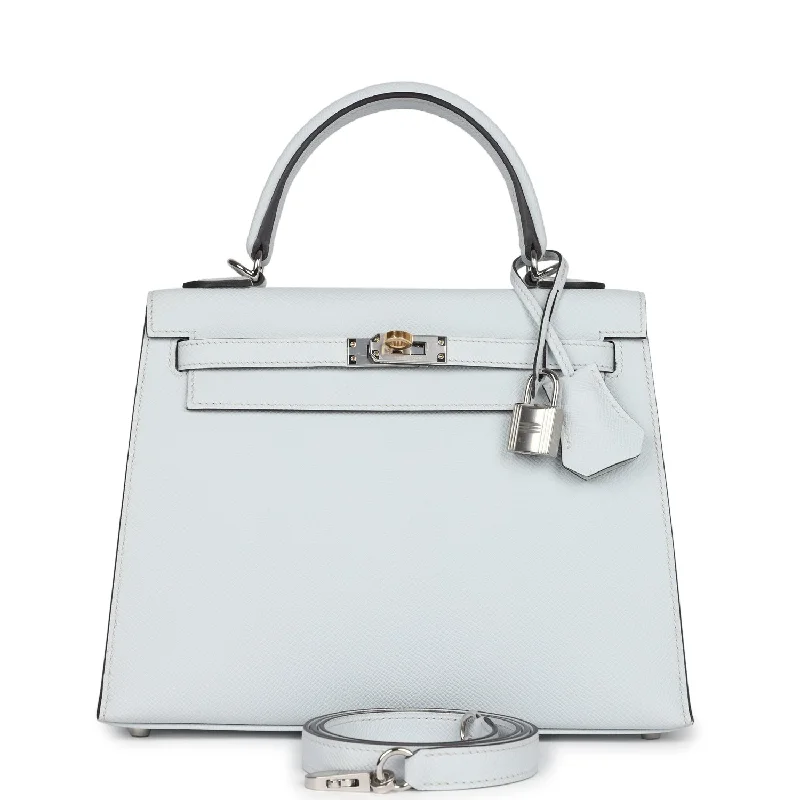 Hermes handbags for fashion-forward women -Hermes Kelly Sellier 25 Gris Platine Epsom Electrum Hardware