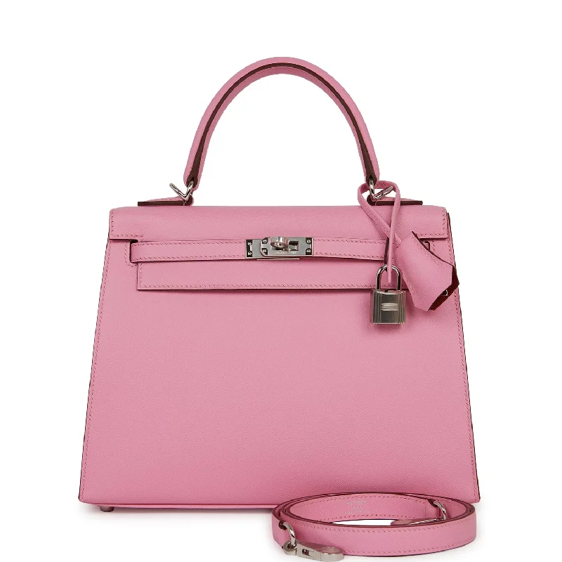 Hermes handbags for exclusive fashion lovers -Hermes Kelly Sellier 25 Pink Verso Madame Palladium Hardware