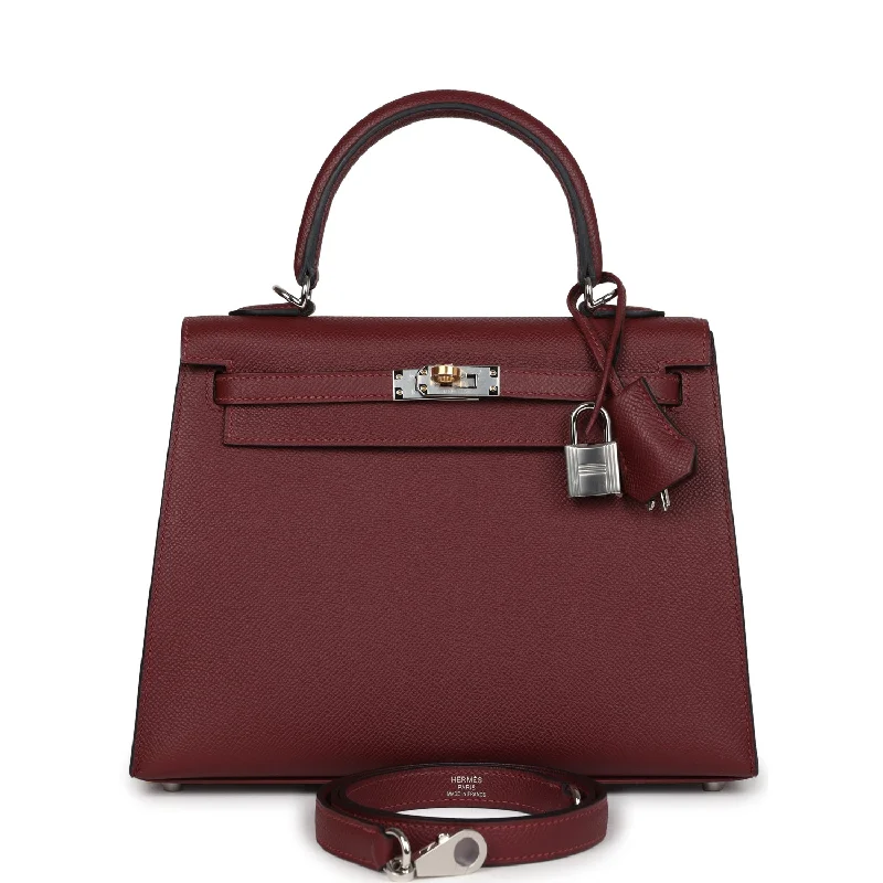 Hermes bags for timeless designs -Hermes Kelly Sellier 25 Rouge H Epsom Electrum Hardware