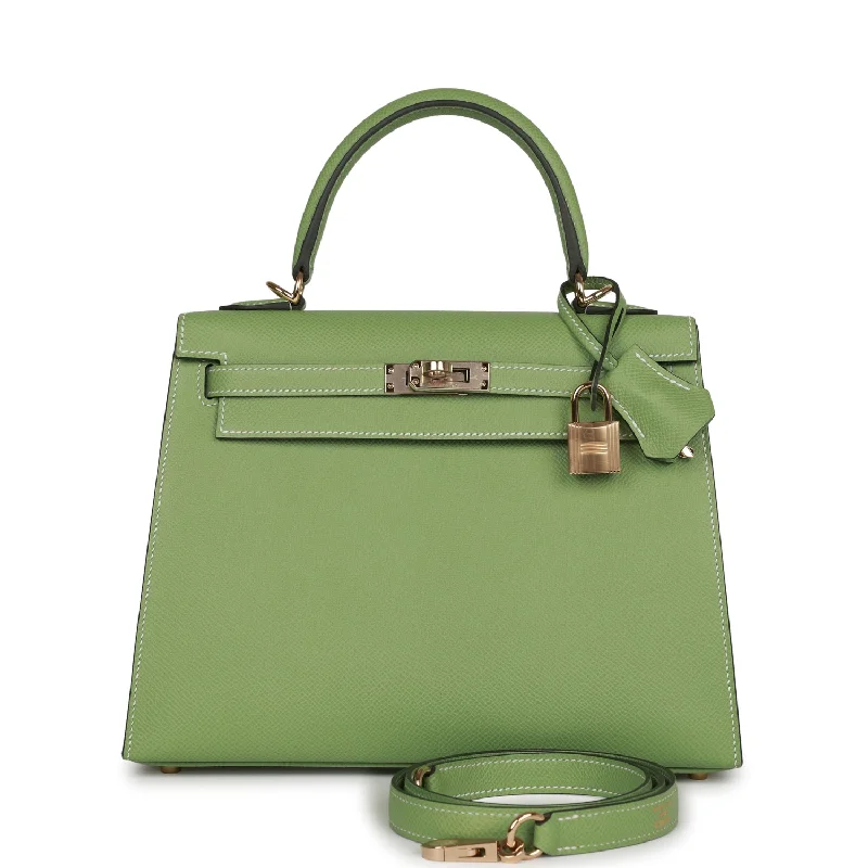 Hermes luxury bags for special occasions -Hermes Special Order (HSS) Kelly Sellier 25 Vert Criquet Epsom Permabrass Hardware