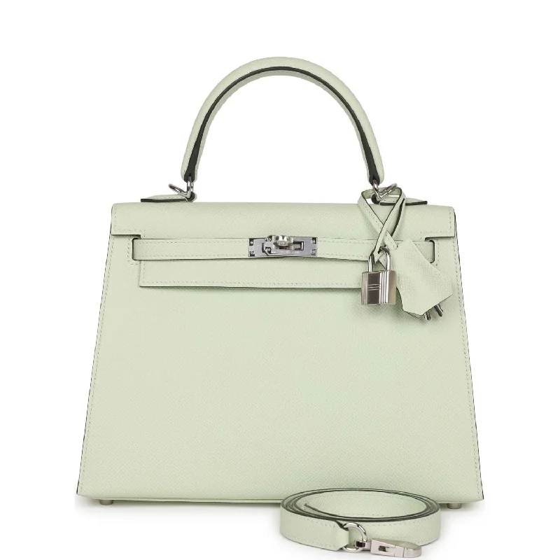 Hermes handbags with premium quality leather -Hermes Kelly Sellier 25 Vert Fizz Epsom Palladium Hardware