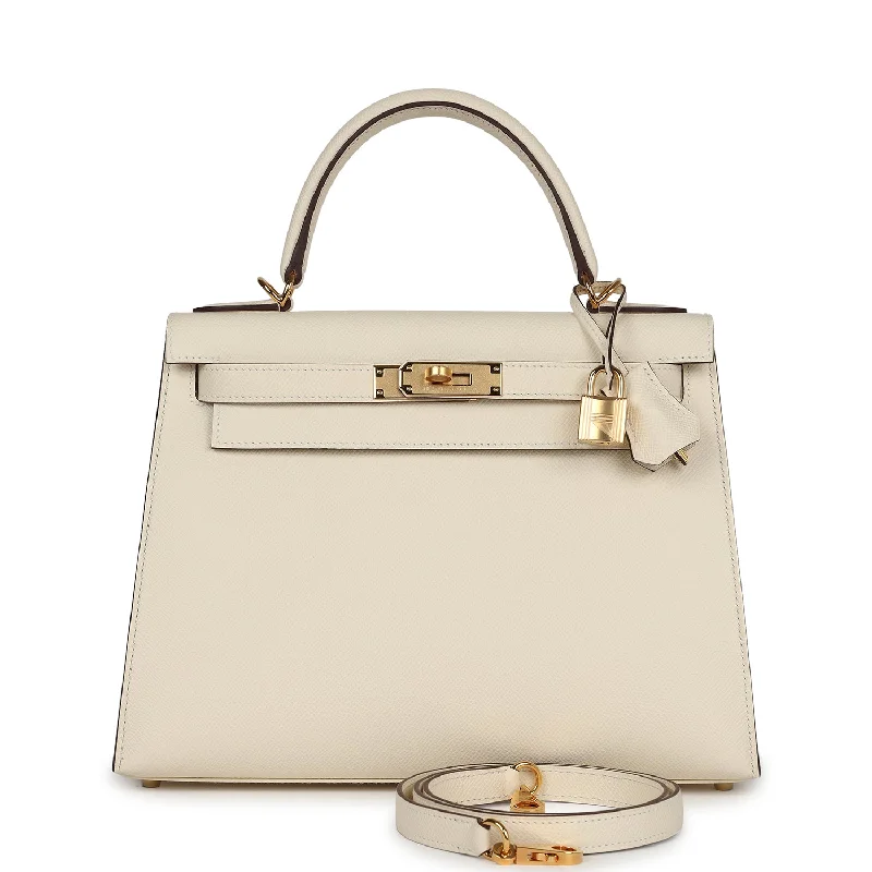 Hermes designer bags with intricate embroidery -Hermes Kelly Sellier 28 Nata Epsom Gold Hardware