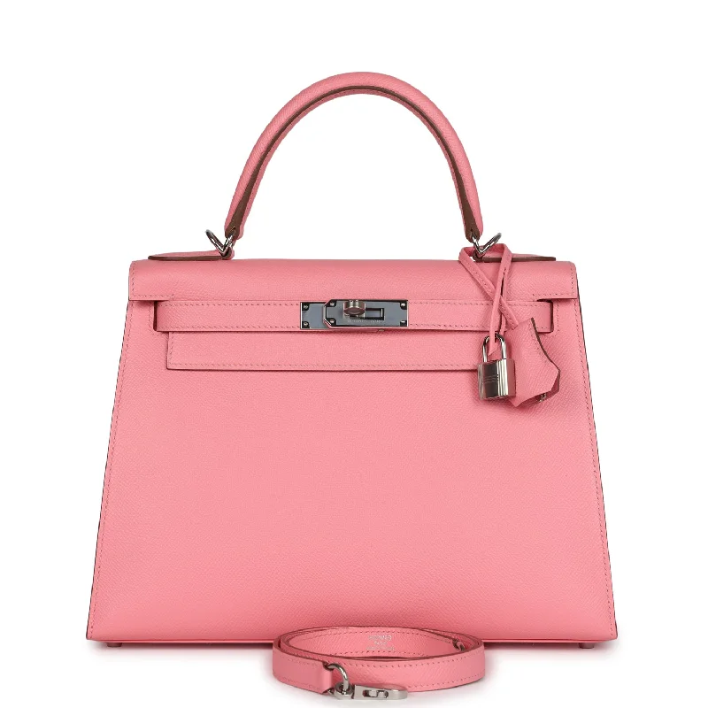 Hermes bags for the ultimate luxury -Hermes Kelly Sellier 28 Rose Confetti Epsom Palladium Hardware