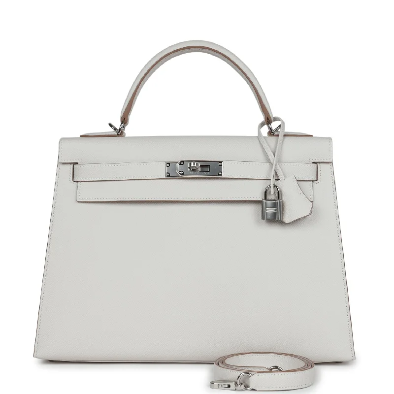 Hermes designer handbags with classic appeal -Hermes Kelly Sellier 32 Gris Pale Epsom Palladium Hardware