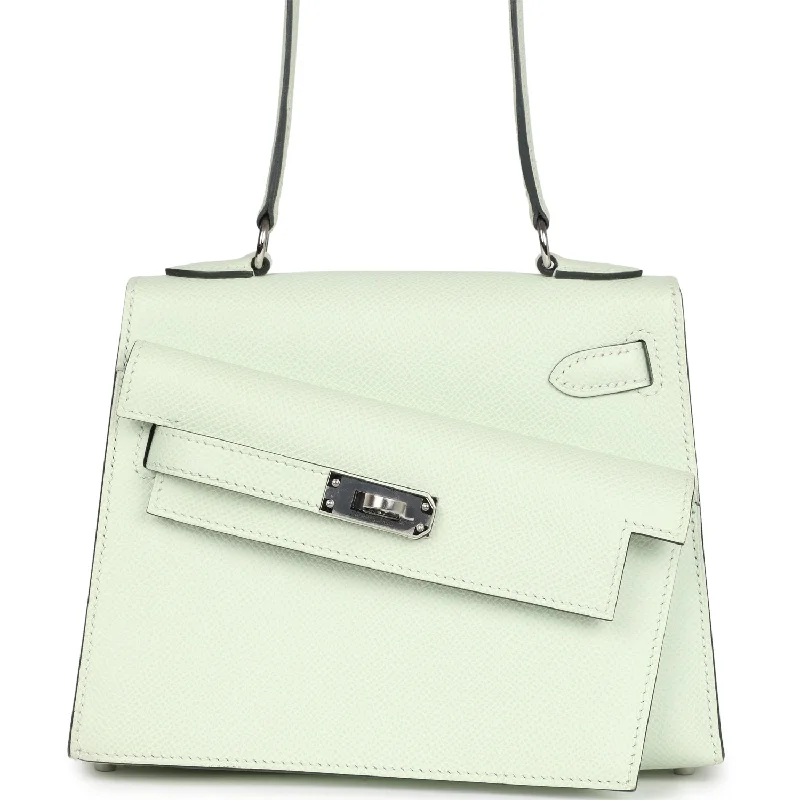 Hermes bags with luxurious hand-finishing -Hermes Kelly Sellier en Desordre 20 Vert Fizz Epsom Palladium Hardware