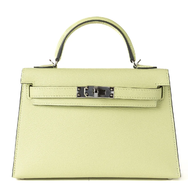 Hermes bags with chic patterns -Hermes Jaune Bourgeon Chevre Mini Kelly w/ Palladium Hardware