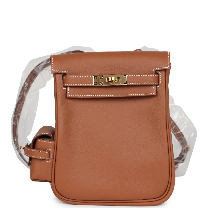 Hermes luxury handbags for elegant styling -Hermes Mini Kelly Jump Backpack Gold Swift Gold Hardware