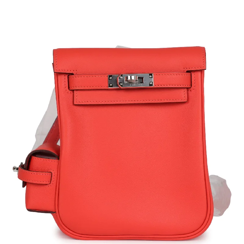 Hermes handbags with artistic touches -Hermes Mini Kelly Jump Backpack Orange Field Swift Palladium Hardware