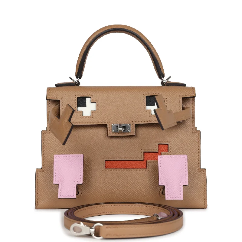 Hermes bags for exclusive shopping -Hermes "Quelle Idolle" Picto Kelly Doll Chai/Mauve Sylvestre/Bleu Celeste/Terre Battue Epsom Palladium Hardware