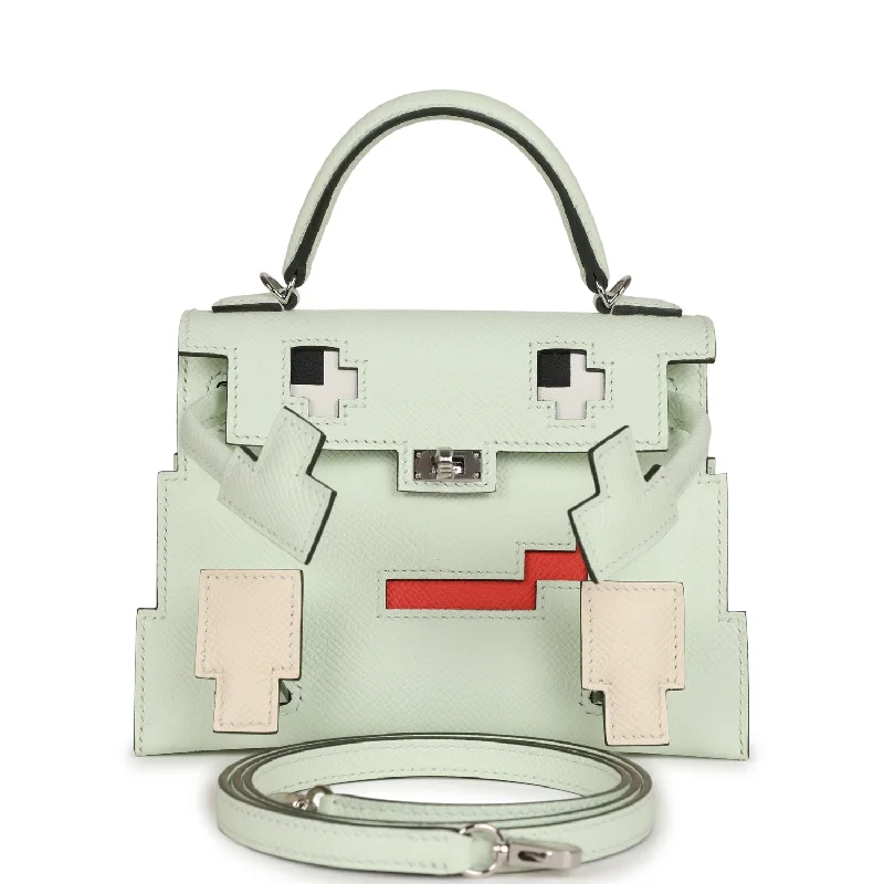 Hermes luxury bags with high-end craftsmanship -Hermes "Quelle Idolle" Picto Kelly Doll Vert Fizz Epsom Palladium Hardware