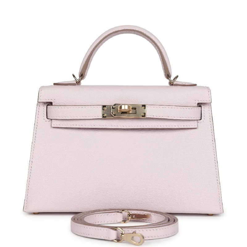 Hermes designer bags for the modern woman -Hermes Special Order (HSS) Kelly Sellier 20 Mauve Pale Verso Chevre Mysore Permabrass Hardware