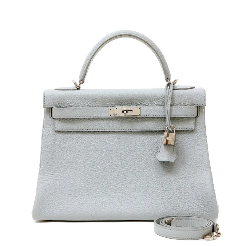 Hermes handbags with stylish textures -Hermes Kelly 32cm Gris Perle Togo w/ Palladium Hardware