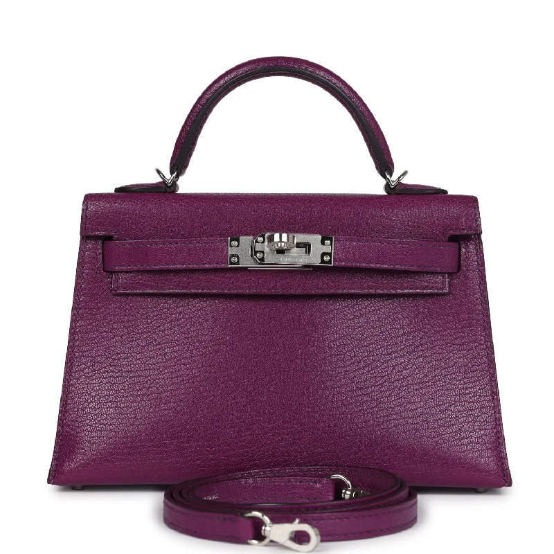 Hermes handbags with iconic designs -Pre-owned Hermes Kelly Sellier 20 Anemone Chevre Palladium Hardware